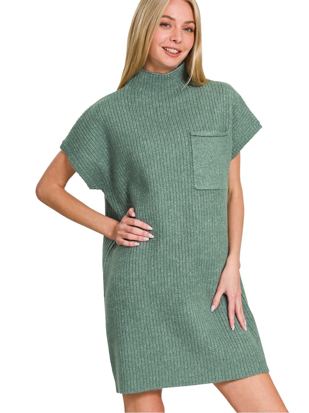 Zenana Knit Dress in Ash Jade Medium